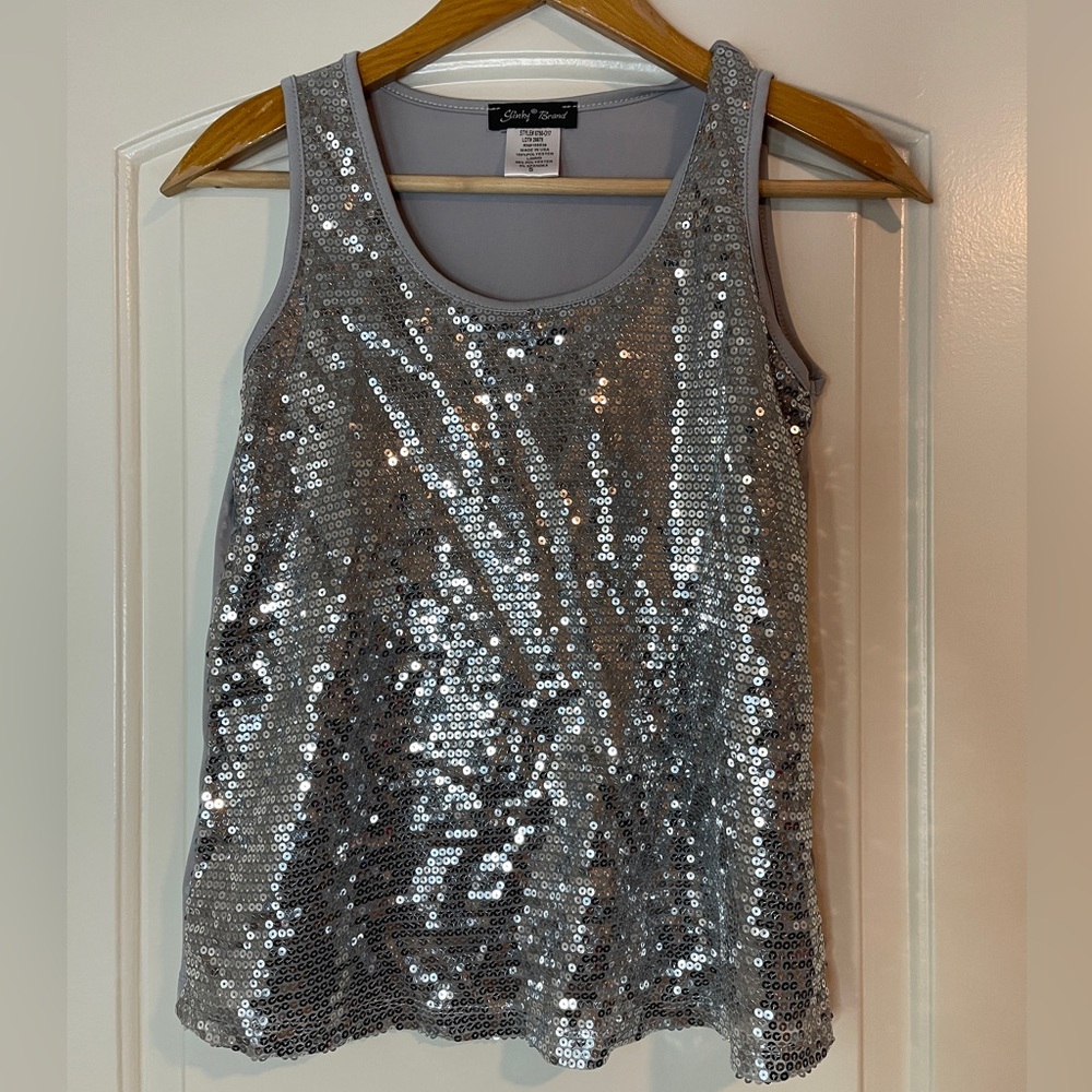 Slinky Brand Gray/silver sequins top